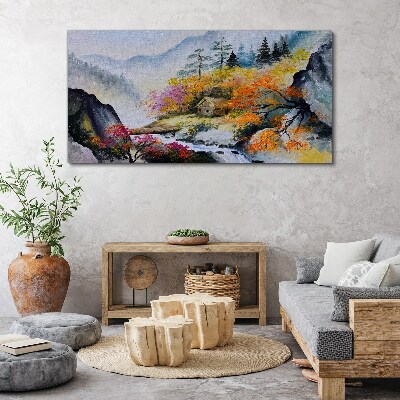 Tableau sur toile Panorama de montagne d'automne