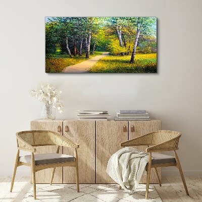 Tableau imprimé sur toile Un chemin tranquille dans la forêt