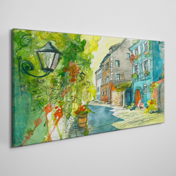 Tableau toile imprimée Une rue charmante en couleur