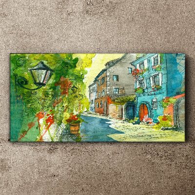 Tableau toile imprimée Une rue charmante en couleur