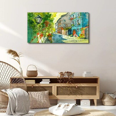 Tableau toile imprimée Une rue charmante en couleur