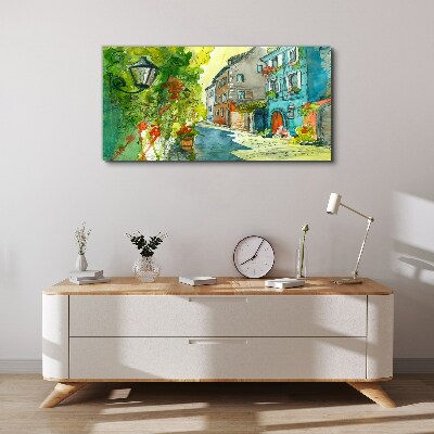 Tableau toile imprimée Une rue charmante en couleur