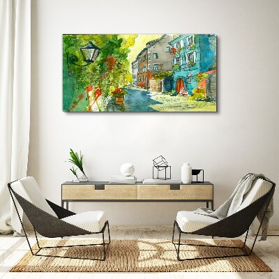 Tableau toile imprimée Une rue charmante en couleur