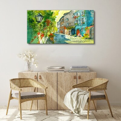Tableau toile imprimée Une rue charmante en couleur