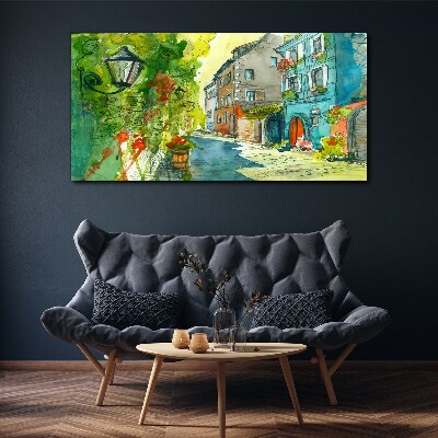 Tableau toile imprimée Une rue charmante en couleur
