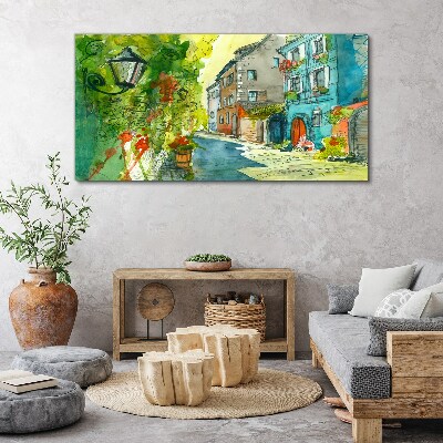 Tableau toile imprimée Une rue charmante en couleur