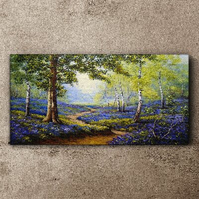 Tableau imprimé sur toile Une allée fleurie dans un paysage forestier