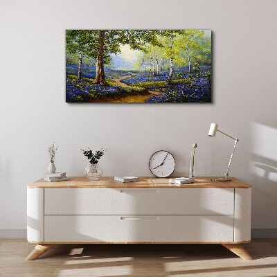 Tableau imprimé sur toile Une allée fleurie dans un paysage forestier
