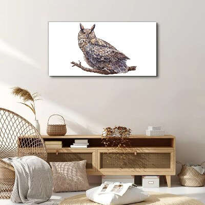 Tableau imprimé sur toile Chouette sur une branche