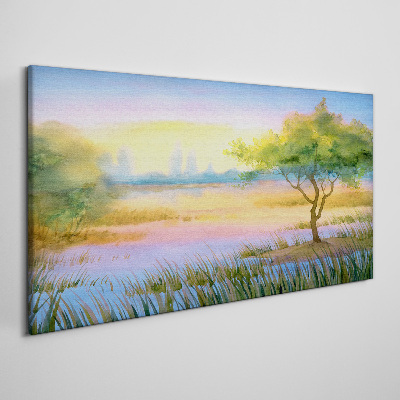 Tableau sur toile Matin calme au bord du lac