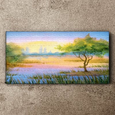 Tableau sur toile Matin calme au bord du lac