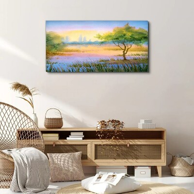 Tableau sur toile Matin calme au bord du lac