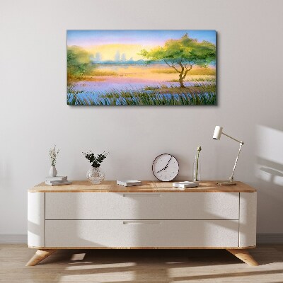 Tableau sur toile Matin calme au bord du lac
