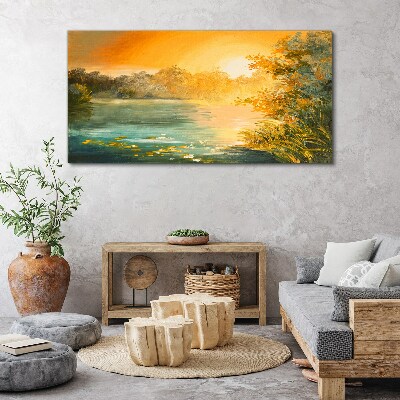 Tableau sur toile Heure d'or sur la rivière