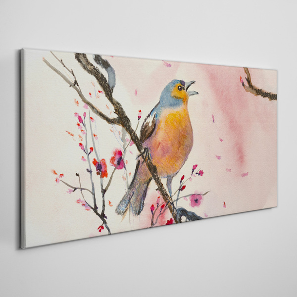 Tableau imprimé sur toile Un oiseau chanteur dans un paysage printanier