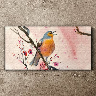 Tableau imprimé sur toile Un oiseau chanteur dans un paysage printanier