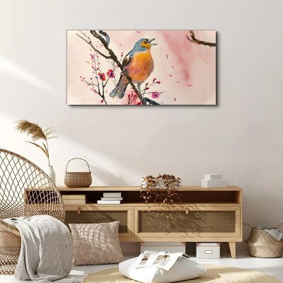 Tableau imprimé sur toile Un oiseau chanteur dans un paysage printanier