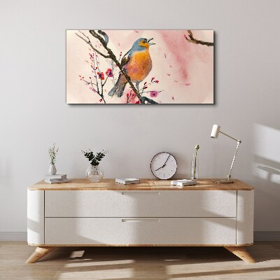 Tableau imprimé sur toile Un oiseau chanteur dans un paysage printanier