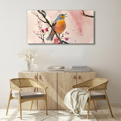 Tableau imprimé sur toile Un oiseau chanteur dans un paysage printanier