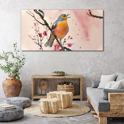 Tableau imprimé sur toile Un oiseau chanteur dans un paysage printanier