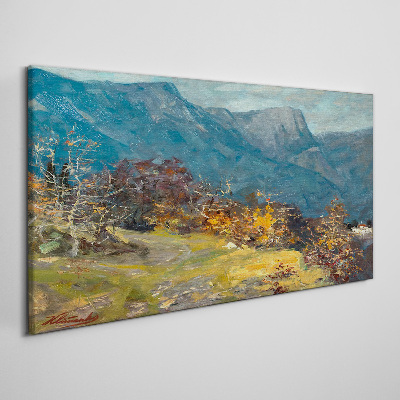 Tableau toile imprimée Paysage de montagne aux couleurs d'automne