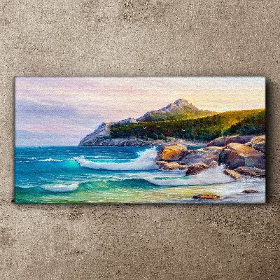 Tableau imprimé sur toile Mer calme au coucher du soleil