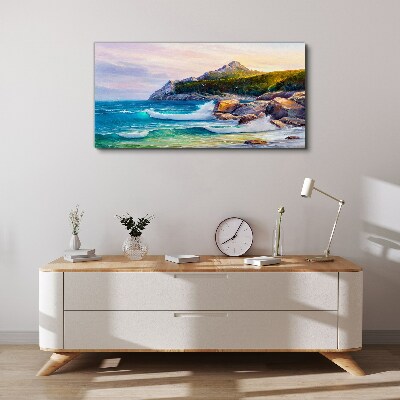 Tableau imprimé sur toile Mer calme au coucher du soleil