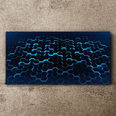 Tableau imprimé sur toile Maille hexagonale bleue
