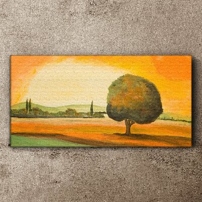 Tableau sur toile Clairière dorée avec un arbre