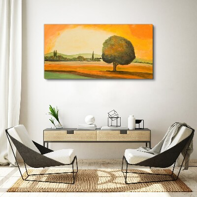 Tableau sur toile Clairière dorée avec un arbre