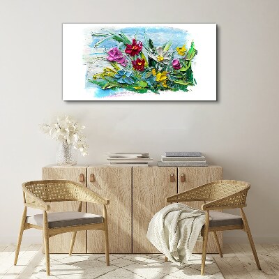 Tableau toile imprimée Un bouquet floral aux couleurs intenses