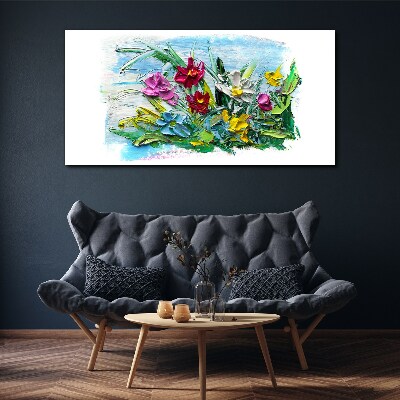 Tableau toile imprimée Un bouquet floral aux couleurs intenses