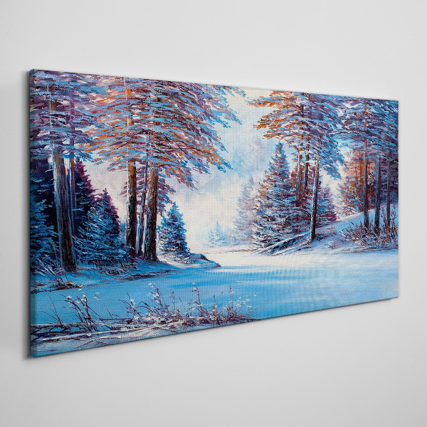Tableau imprimé sur toile Paysage d'hiver en bleu