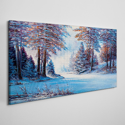 Tableau imprimé sur toile Paysage d'hiver en bleu