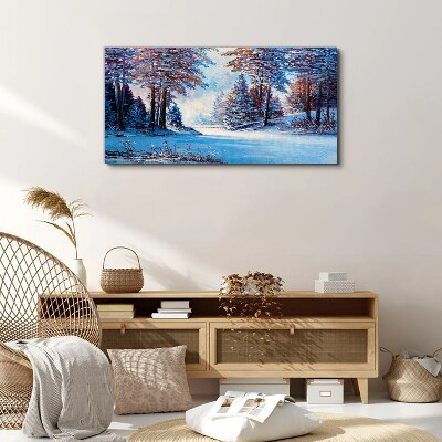 Tableau imprimé sur toile Paysage d'hiver en bleu