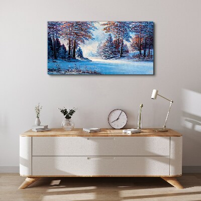 Tableau imprimé sur toile Paysage d'hiver en bleu