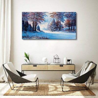 Tableau imprimé sur toile Paysage d'hiver en bleu