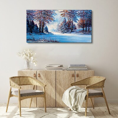 Tableau imprimé sur toile Paysage d'hiver en bleu
