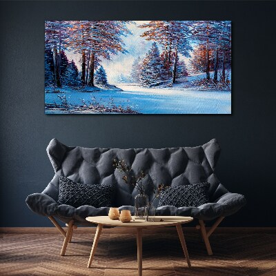 Tableau imprimé sur toile Paysage d'hiver en bleu
