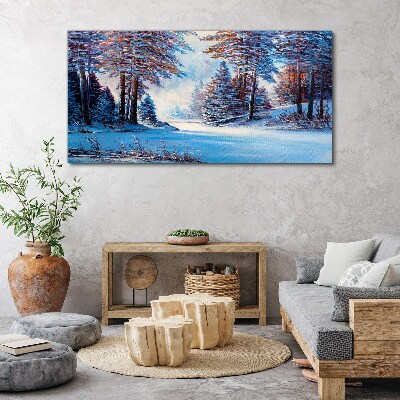 Tableau imprimé sur toile Paysage d'hiver en bleu