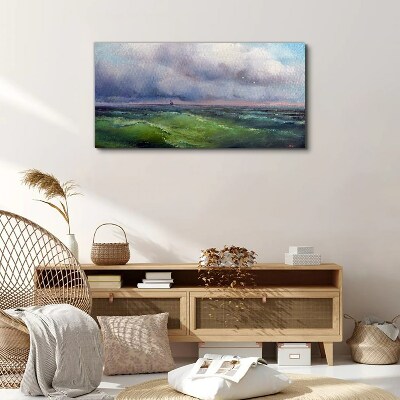 Tableau sur toile Des vagues sous un ciel orageux