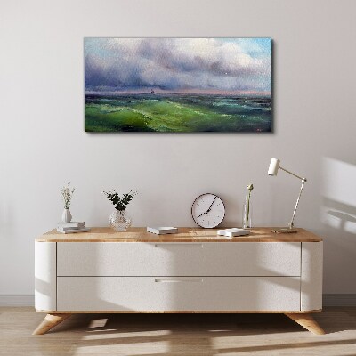 Tableau sur toile Des vagues sous un ciel orageux