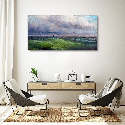Tableau sur toile Des vagues sous un ciel orageux