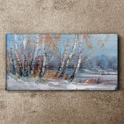 Tableau toile imprimée Bouleaux d'automne au bord de la rivière
