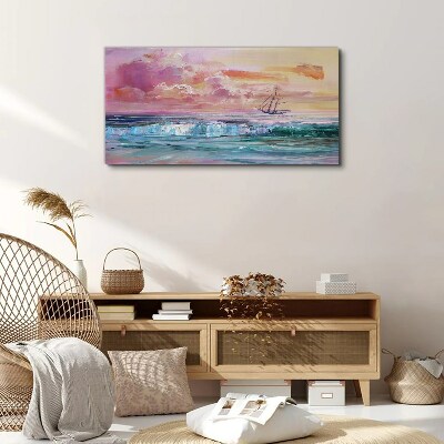 Tableau imprimé sur toile Un coucher de soleil paisible sur la mer