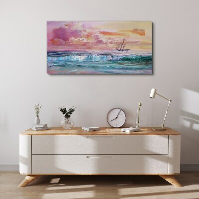 Tableau imprimé sur toile Un coucher de soleil paisible sur la mer