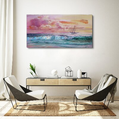 Tableau imprimé sur toile Un coucher de soleil paisible sur la mer