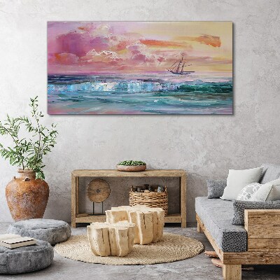 Tableau imprimé sur toile Un coucher de soleil paisible sur la mer