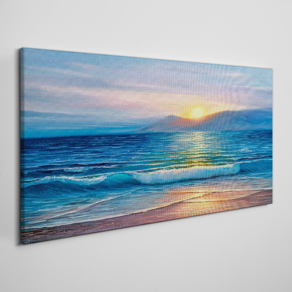 Tableau toile imprimée Coucher de soleil sur la mer calme