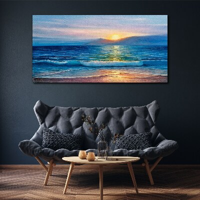 Tableau toile imprimée Coucher de soleil sur la mer calme